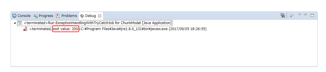 Confirm the Exit Code of ExceptionHandlingWithTryCatchJob for ChunkModel
