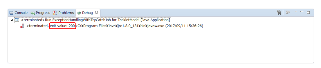 Confirm the Exit Code of ExceptionHandlingWithTryCatchJob for TaskletModel