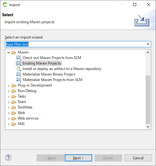 Import Existing Maven Projects