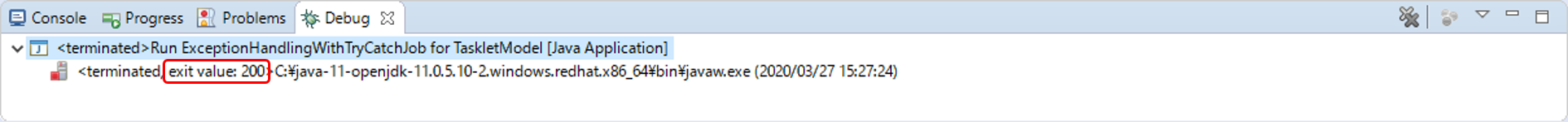 Confirm the Exit Code of ExceptionHandlingWithTryCatchJob for TaskletModel